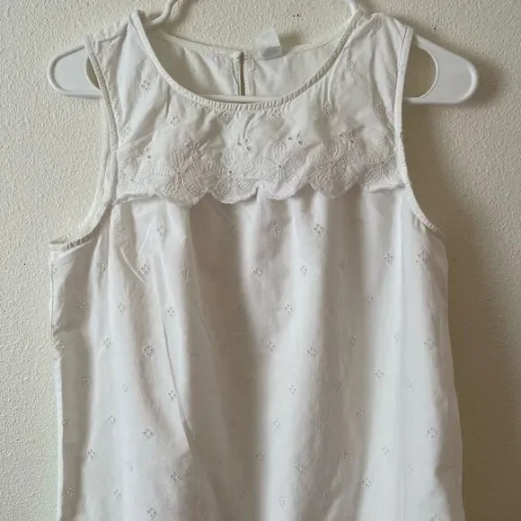 Gap Women's Scalloped-Yoke Eylet Dress Size SP White - Picture 4 of 11
